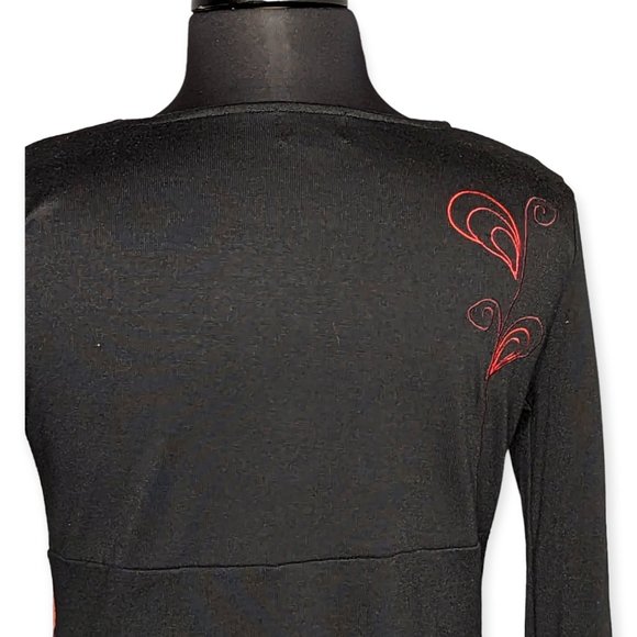 Coline Long Sleeve Red & Black Tunic Top Size Large - Picture 9 of 16